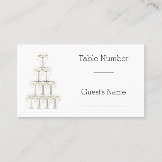 Champagne Glasses Simple Wedding プレイスカード (正面)