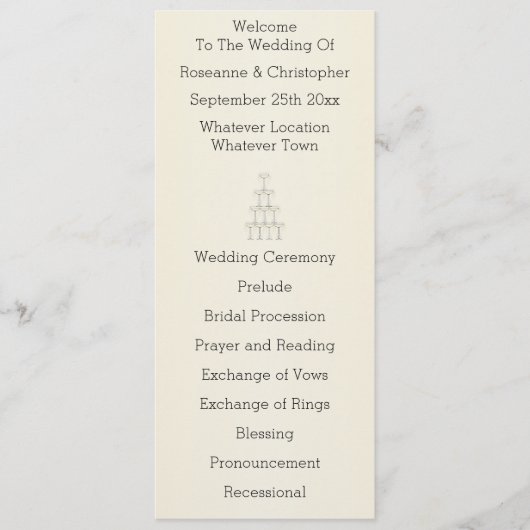 Champagne Glasses Simple Wedding プログラム (正面)