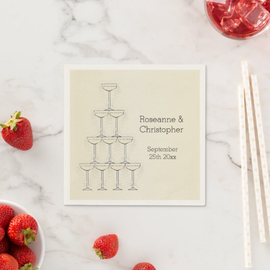 Champagne Glasses Wedding スタンダードカクテルナプキン (インサイチュ)