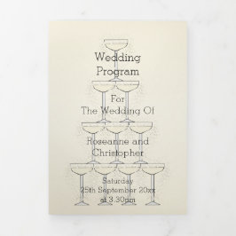 Champagne Glasses Wedding 三つ折りプログラム