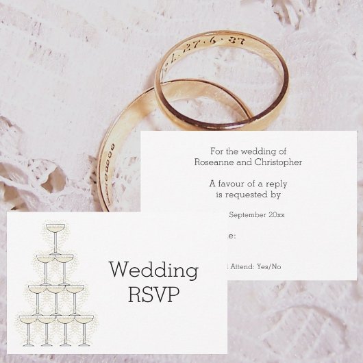 Champagne Glasses Wedding 出欠カード