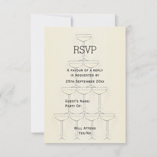 Champagne Glasses Wedding 出欠カード (裏面)