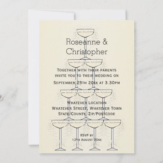 Champagne Glasses Wedding 招待状 (裏面)