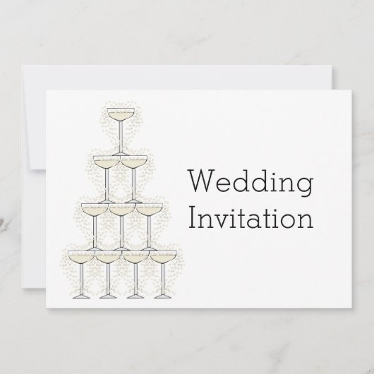 Champagne Glasses Wedding 招待状 (正面)