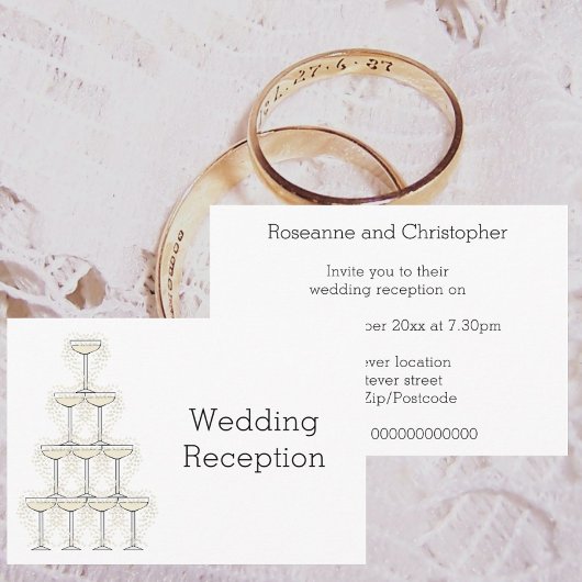Champagne Glasses Wedding Reception エンクロージャーカード