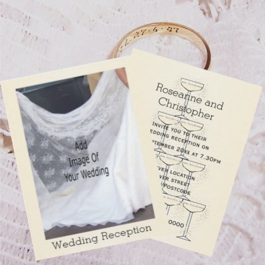 Champagne Glasses Wedding Reception エンクロージャーカード