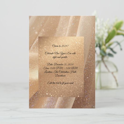 Champagne Glow New Year 2025 Invitation – Editable 招待状 (スタンド正面)