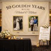 Champagne Gold 50 Golden Years Photo Anniversary B 横断幕