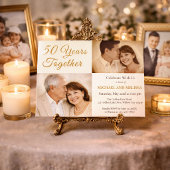 Champagne Gold 50 Years Together Photo Anniversary 招待状