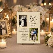 Champagne Gold 50th Anniversary Then and Now Photo マグネット招待状