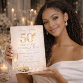 Champagne Gold 50th Glow Invitation 招待状