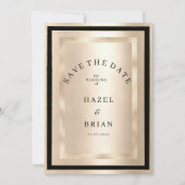 Champagne Gold Black Glamour Luxury Save the Date 招待状 (正面)