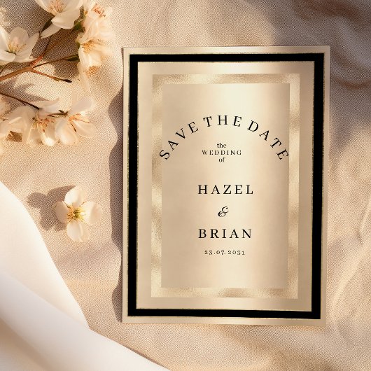 Champagne Gold Black Glamour Luxury Save the Date 招待状