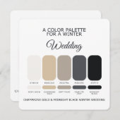 Champagne Gold Black Winter Wedding Palette Card 招待状 (正面/裏面)