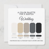 Champagne Gold Black Winter Wedding Palette Card 招待状 (正面)