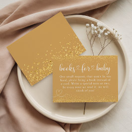 Champagne Gold Books for Baby Glitter Heart エンクロージャーカード