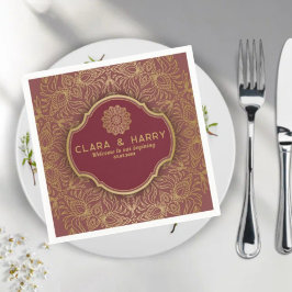 Champagne gold calligraphy romantic weeding スタンダードカクテルナプキン