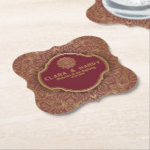 Champagne gold calligraphy romantic weeding ペーパーコースター (アングル)