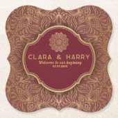 Champagne gold calligraphy romantic weeding ペーパーコースター (正面)