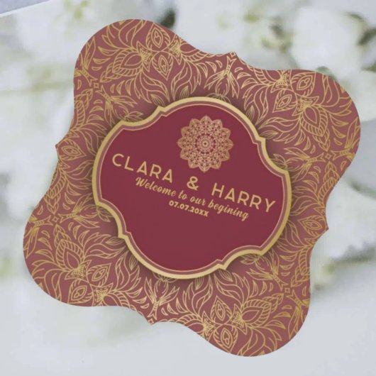 Champagne gold calligraphy romantic weeding ペーパーコースター