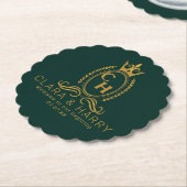 Champagne gold minimal  lettering green weeding ペーパーコースター (アングル)