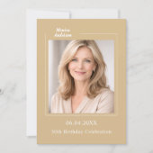 Champagne gold photo birthday 招待状 (正面)