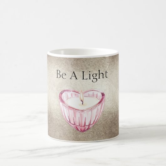 Champagne Gold Pink Heart Candle Be A Light コーヒーマグカップ (中央)