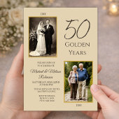 Champagne Gold Then and Now 50th Anniversary 招待状