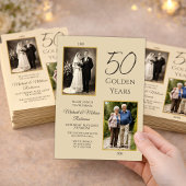 Champagne Gold Then and Now 50th Anniversary 招待状