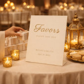 Champagne Gold Wedding Favor Table Sign 台座サイン