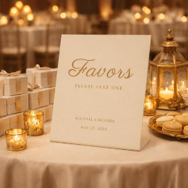 Champagne Gold Wedding Favor Table Sign 台座サイン