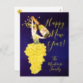 Champagne Grapes New Year  シーズンポストカード (正面/裏面)