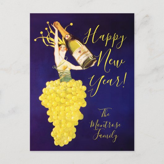 Champagne Grapes New Year  シーズンポストカード (正面)