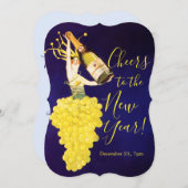 Champagne Grapes New Year's Eve Invitation 招待状 (正面/裏面)