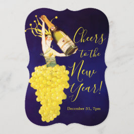 Champagne Grapes New Year's Eve Invitation 招待状