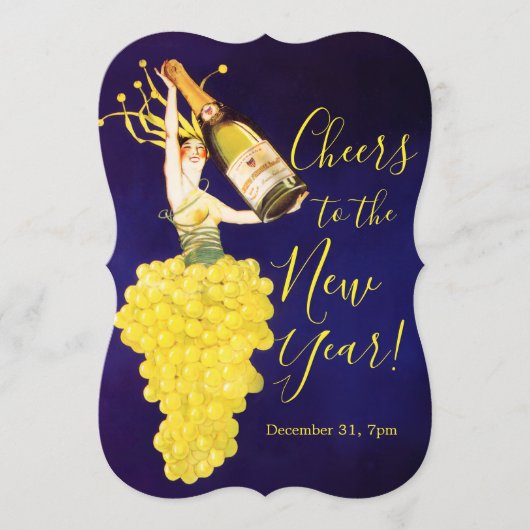 Champagne Grapes New Year's Eve Invitation 招待状 (正面)