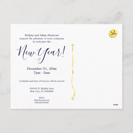 Champagne Grapes NYE Invitation Postcard シーズンポストカード (裏面)