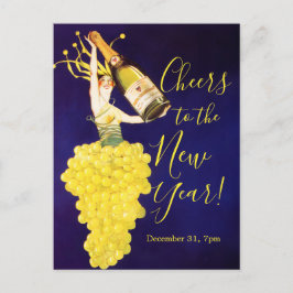 Champagne Grapes NYE Invitation Postcard シーズンポストカード