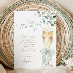 Champagne Greenery Thank You Card サンキューカード<br><div class="desc">Send a touch of botanical beauty and heartfelt thanks with these exquisite bridal shower thank you cards. The design features a captivating illustration of a champagne flute, elegantly tied with a sage green ribbon and surrounded by a garland of fresh eucalyptus. The delicate script and the natural, airy aesthetic provide...</div>