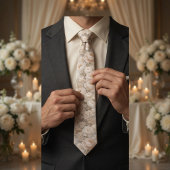 Champagne Ivory Floral Wedding ネクタイ