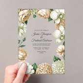 Champagne & Ivory Modern Botanical Wedding アクリル招待状 (インサイチュ (ポータブル))