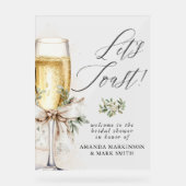 Champagne Let's Toast Winter Bridal Shower Welcome アクリルサイン (正面)