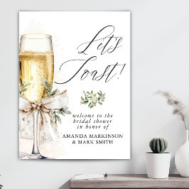 Champagne Let's Toast Winter Bridal Shower Welcome ポスター