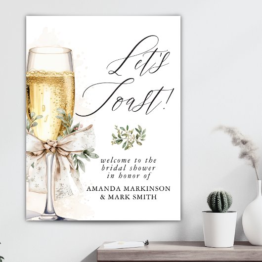 Champagne Let's Toast Winter Bridal Shower Welcome ポスター