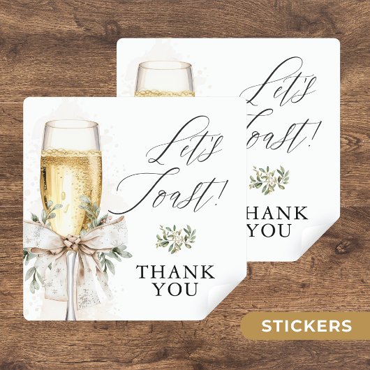Champagne Let's Toast Winter Engagement Thank You スクエアシール