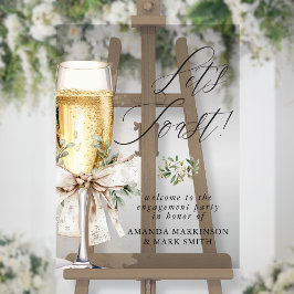 Champagne Let's Toast Winter Engagement Welcome アクリルサイン