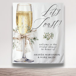 Champagne Let's Toast Winter Neutral Bridal Shower タペストリー