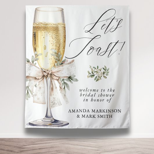 Champagne Let's Toast Winter Neutral Bridal Shower タペストリー