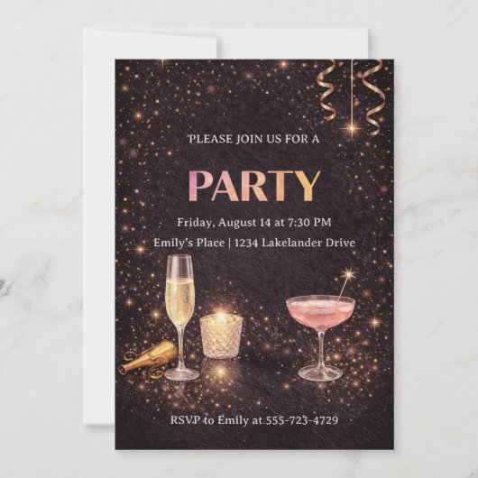 Champagne Lights Celebration Invitation 招待状 (正面)