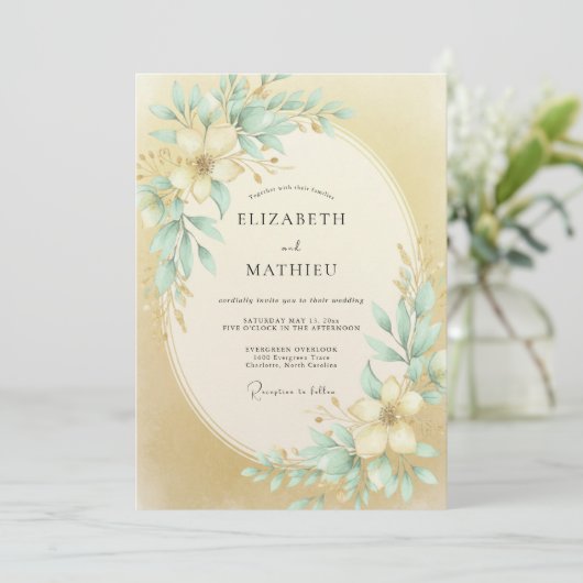 Champagne Lustrous Spring Wedding 招待状 (スタンド正面)
